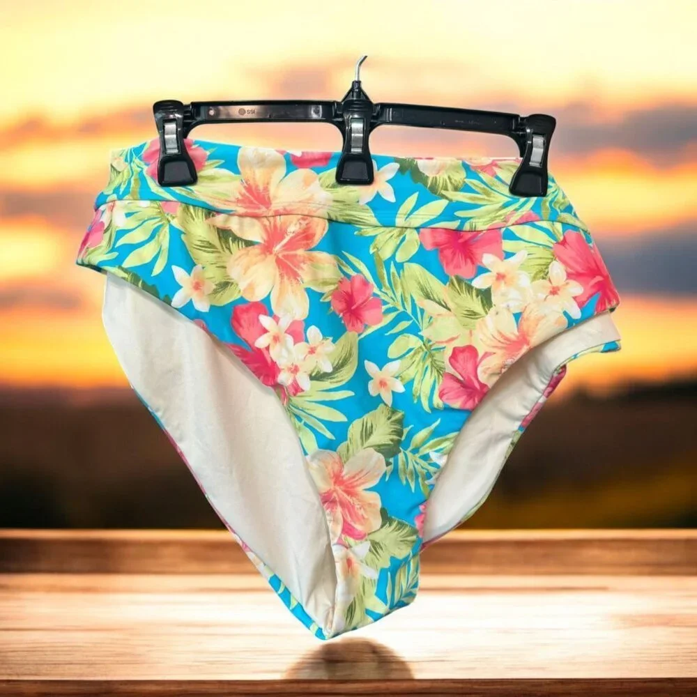 NEW!!! WOMEN’S PLUS TROPICAL PRINT BIKINI BOTTOMS (OASIS) - SIZE 4X